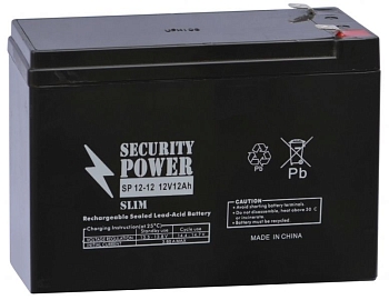 Аккумуляторная батарея Security Power SP 12-12 F2, Slim, 12В, 12Ач